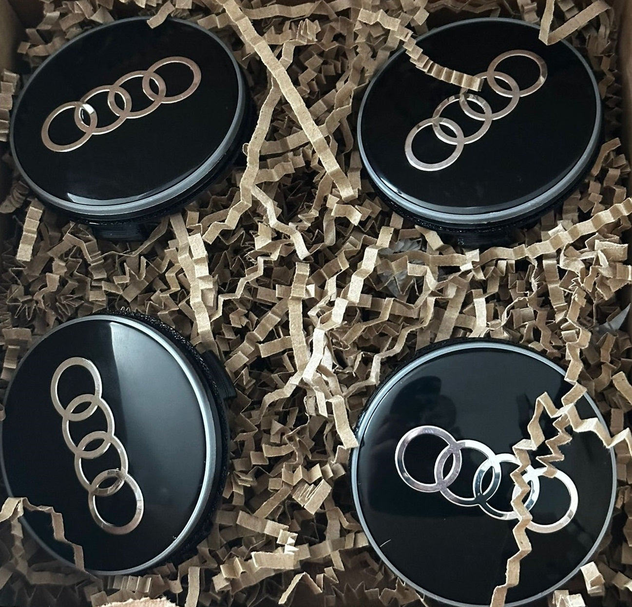 Set capace giroscopice compatibil Audi - Logo Aluminiu Lucios