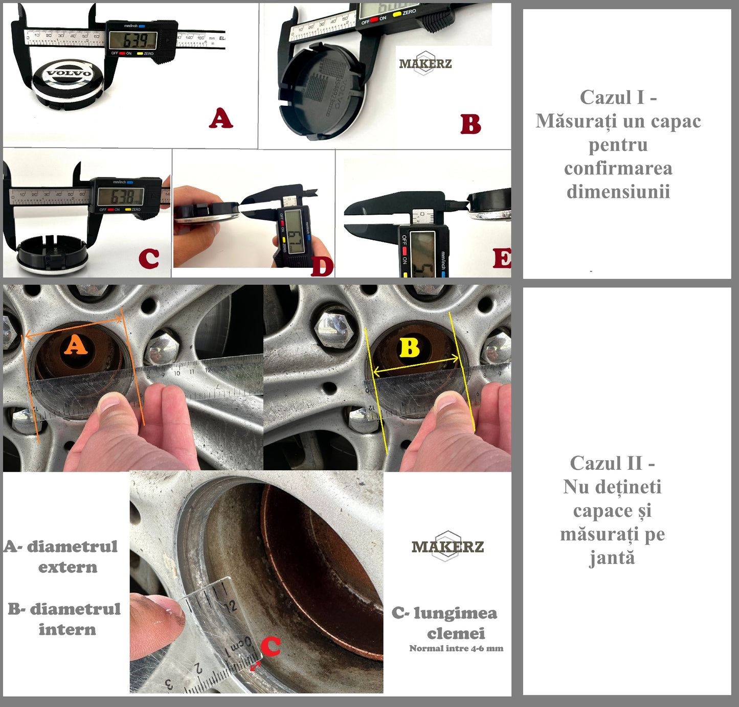 Set capace giroscopice compatibil Porsche - logo Clasic Lucios
