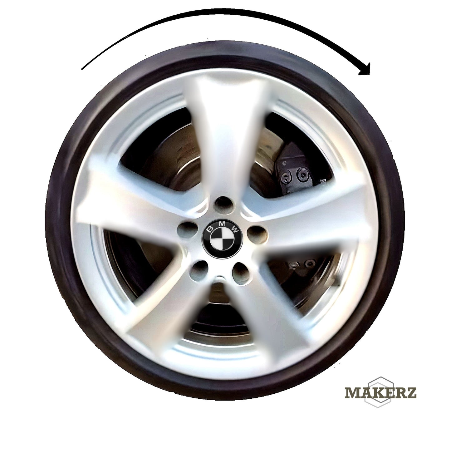 Set capace giroscopice compatibil BMW - Logo Alb-Negru Aluminiu Lucios