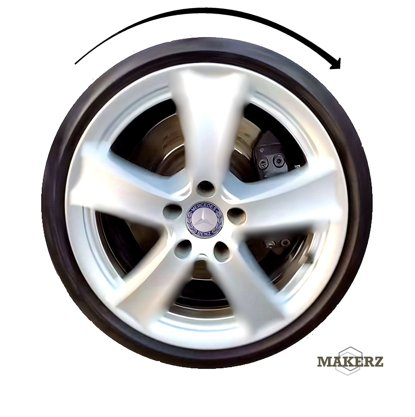 Set capace giroscopice 75 mm compatibil Mercedes-Benz - Logo Gri & Albastru Aluminiu Lucios