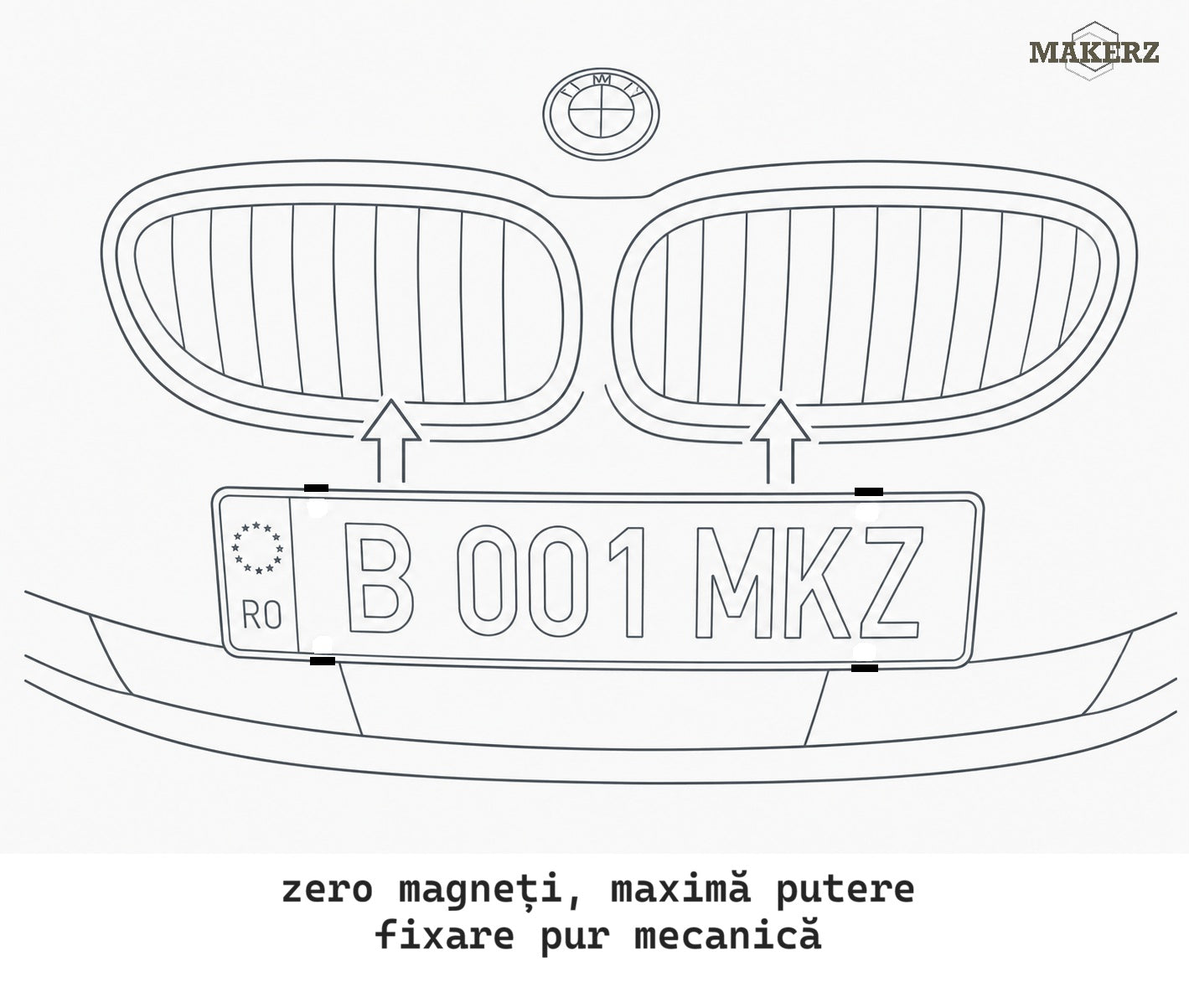 Suport de numar MKZ QUICK RELEASE - detasare rapida, pentru ambele numere