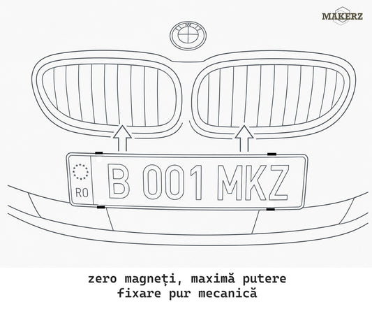Suport de numar MKZ QUICK RELEASE - detasare rapida - BARA FAȚĂ