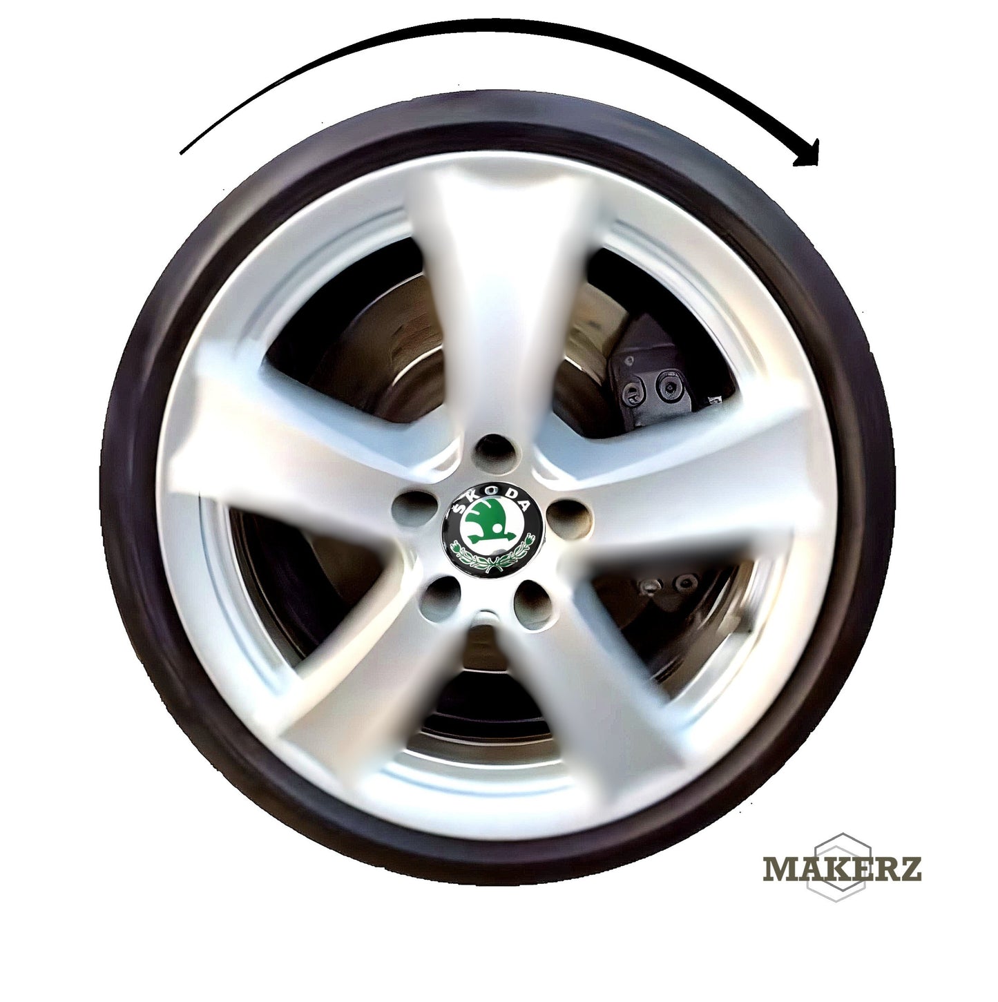 Set capace giroscopice compatibil Skoda - Logo Clasic Verde Aluminiu Lucios