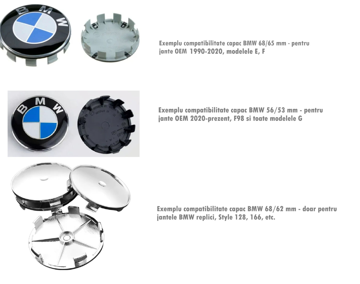 Set capace giroscopice compatibil BMW - Logo Clasic Aluminiu Lucios