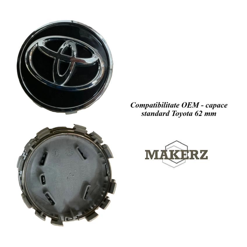 Set capace giroscopice compatibil Toyota  - logo Aluminiu Lucios